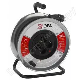 Силовой удлинитель на металлической катушке эра rm-4-3x1.5-30m с заземлением 30м 4гн кг 3х1.5 мм2 б0035320