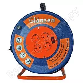 Силовой удлинитель на катушке GLANZEN EB-50-009 00012296