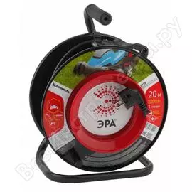 Силовой удлинитель на пластиковой катушке эра rp-1-3х0.75-20m с заземлением 20м 1гн 3х0.75мм2 б0033016