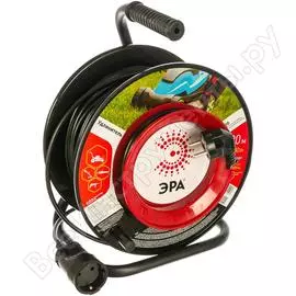 Силовой удлинитель на пластиковой катушке эра rp-1-3х0.75-30m с заземлением 30м 1гн 3х0.75мм2 б0033017