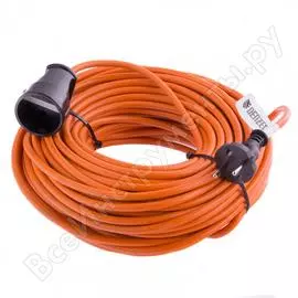 Силовой удлинитель-шнур denzel 20м, 1 розетка, 10a 95914