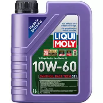 Синтетическое моторное масло LIQUI MOLY Synthoil Race Tech GT1 10W-60, SN, A3/B4 8908