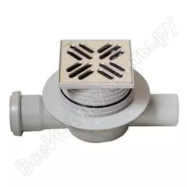 Сливной трап miano dn50 105х105, проходной, решетка из нержавеющей стали mpvp-05003