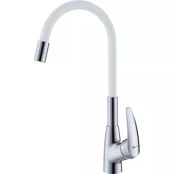 Смеситель для кухни Lemark Линара с гибким изливом, хром/белый LM0415C-White