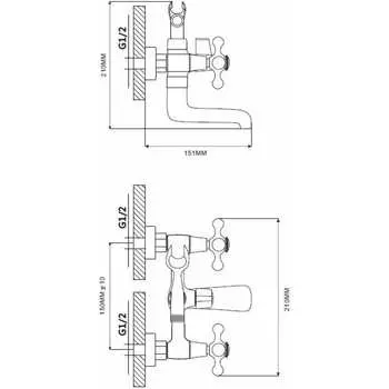 Смеситель для ванны Ekko