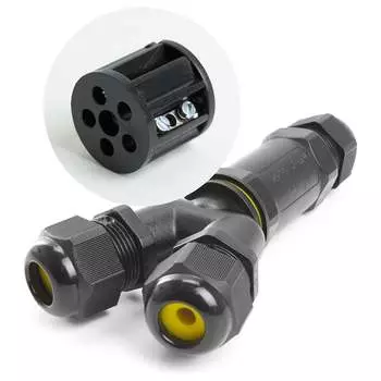 Соединитель-коннектор для проводов STEKKER ld529, 3-контактный, водонепроницаемый (клемма 3pin), черный 49187