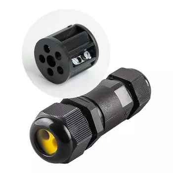 Соединитель-коннектор для проводов STEKKER ld521, 2-контактный, водонепроницаемый, черный 49188