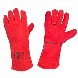 Спилковые пятипалые краги сварщика Optima