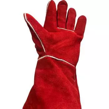 Спилковые пятипалые меховые краги Профессионал