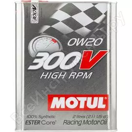 Спортивное моторное масло 300 v high rpm 0w20 2 л motul 104239