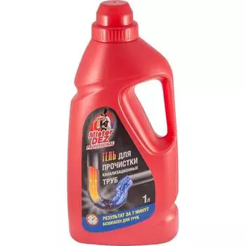 Средство для чистки канализационных труб Mister Dez PROFESSIONAL гель с дезинфицирующим эффектом, 1 л 995