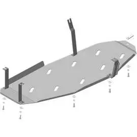 Стальная защита Б, Mitsubishi Pajero 2006-, только с защитой КПП ООО Трио Сервис