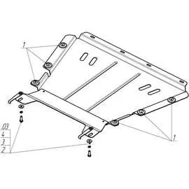 Стальная защита двигатель, КПП, Renault Kangoo 2008 ООО Трио Сервис
