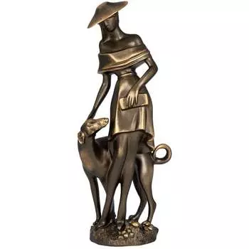 Статуэтка BOGACHO Девушка с собакой 22675/кремовый