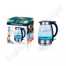 Стеклянный чайник ergolux elx-kg02-c45 сине-черный 13445