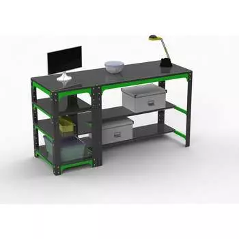 Стол металлический ООО Металекс KIT 750x1600x500, с боковыми полками и перфопанелью 201078