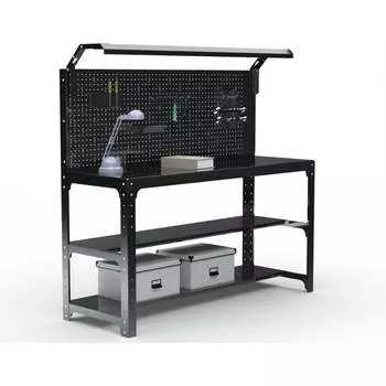 Стол металлический ООО Металекс серия KIT 750х1100х600 мм, две полки, черный 201626