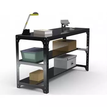 Стол металлический ООО Металекс серия KIT 750х1100х600 мм, мм, две полки мм, перфопанель с комплектом аксессуаров, серый 201518