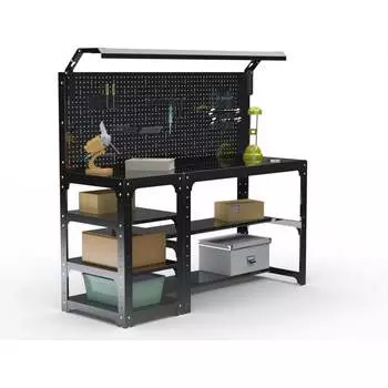 Стол металлический ООО Металекс серия KIT 750х1400х500 мм, с боковыми полками, серый 201635