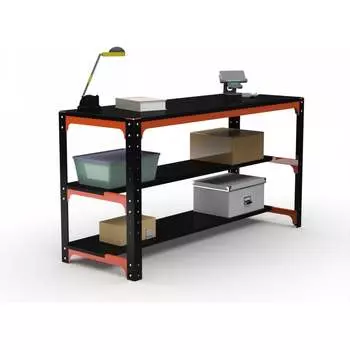 Стол металлический ООО Металекс серия KIT 750x1200x400 мм, одна полка + перфопанель с комплектом освещения 201183