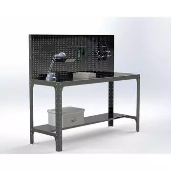 Стол металлический ООО Металекс серия KIT 750x1200x600 мм, с бок. полками, перфопанелью и комплектом освещения 201537