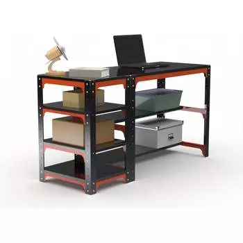 Стол металлический ООО Металекс серия KIT 750x1200x600 + две полки + перфопанель с комплектом аксессуаров, О, рост Ч , рост 201238