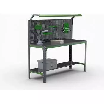 Стол металлический ООО Металекс серия KIT 750x1400x400 мм, одна полка + перфопанель с комплектом освещения, ОЧ 201113