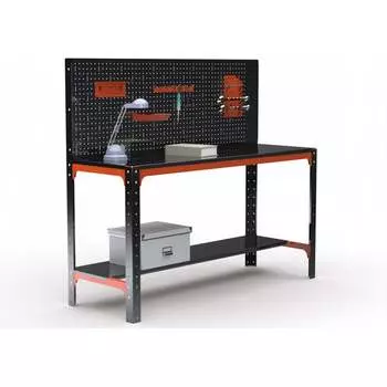 Стол металлический ООО Металекс серия KIT 750x1500x400 мм, 2-е полки + перфопанель с комплектом освещения 201204