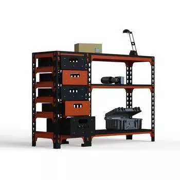 Стол-верстак ООО Металекс c одной тумбой, 950x1000x500 мм оранжево-чёрный 111167