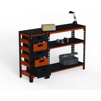 Стол-верстак ООО Металекс c одной тумбой, 950x1400x600 мм оранжево-чёрный 111173