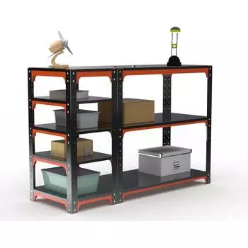 Стол-верстак ООО Металекс KIT 950х1400х500 (с бок. полками) (оранжево-чёрный) 204533