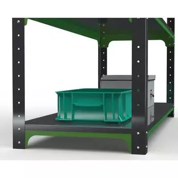 Стол-верстак ООО Металекс KIT 950х1700х500 (2-е полки, + перфопанель с комплектом освещения) (серо-зеленый) 204401