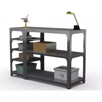 Стол-верстак ООО Металекс KIT 950х1800х600 мм, с боковыми полками, серый 205011