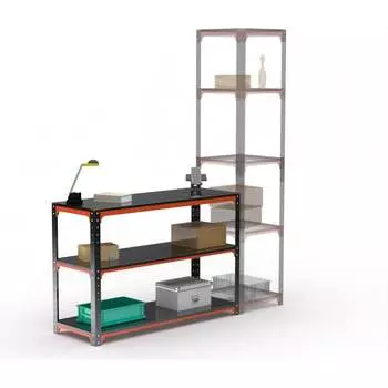 Стол-верстак ООО Металекс серия KIT 950х1000х600, две полки, оранжево-черный 204511