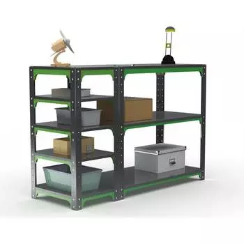 Стол-верстак ООО Металекс серия KIT 950х1200х500 с боковыми полками, серо-зеленый 204066