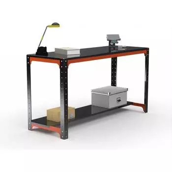 Стол-верстак ООО Металекс серия KIT 950х1200х500, одна полка, оранжево-черный 204477