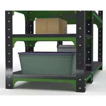 Стол-верстак ООО Металекс серия KIT 950х1300х400 с боковыми полками, перфопанелью и комплектом аксессуаров, серо-зеленый 204085