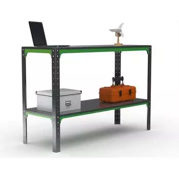 Стол-верстак ООО Металекс серия KIT 950х1500х400 одна полка, серо-зеленый, 204006