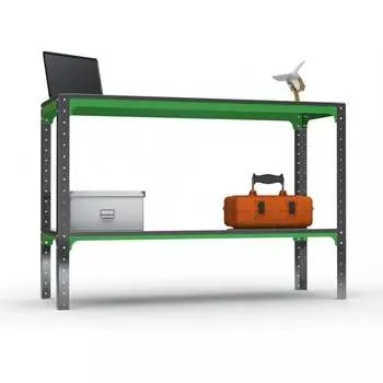 Стол-верстак ООО Металекс серия KIT 950х1600х500 одна полка, серо-зеленый, 204016