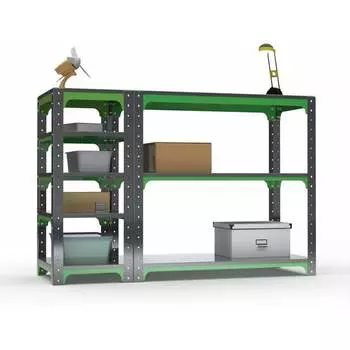 Стол-верстак ООО Металекс серия KIT 950х1700х400 с боковыми полками, серо-зеленый 204062