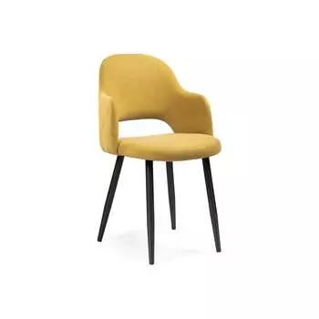 Стул Woodville Гутрид прошивка ромбы сзади черный / горчичный 504222