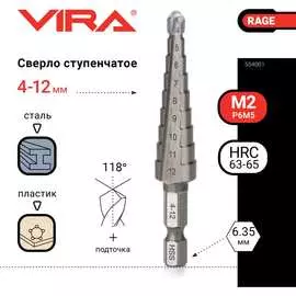 Ступенчатое сверло по металлу RAGE RAGE 554001