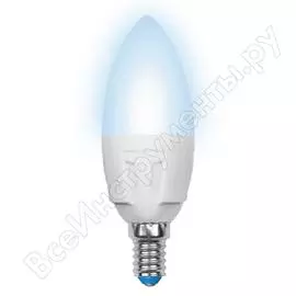 Светодиодная диммируемая лампа uniel led-c37-6w/nw/e14/fr/dim plp01wh ul-00000689