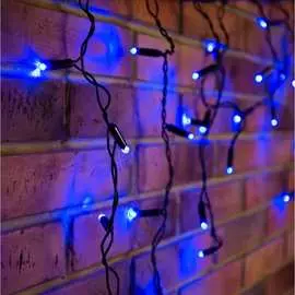 Светодиодная гирлянда neon-night бахрома постоянное свечение 2.4х0.6 88led черн провод синий 255-031