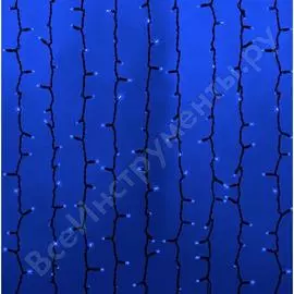 Светодиодная гирлянда neon-night дождь с эффектом водопада 2х6м 1500 led, черн провод, синий 235-263