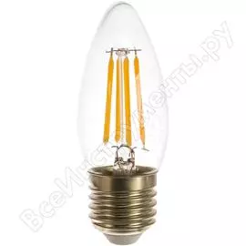 Светодиодная лампа эра f-led b35-5w-827-e27 филамент, свеча, теплый б0027933