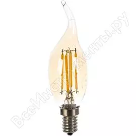Светодиодная лампа эра f-led bxs-5w-827-e14 gold филамент, свеча на ветру золото, теплый б0027940