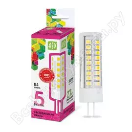 Светодиодная лампа asd led-jc-std 5вт, 12в, g4, 6500к, 450лм 4690612026404