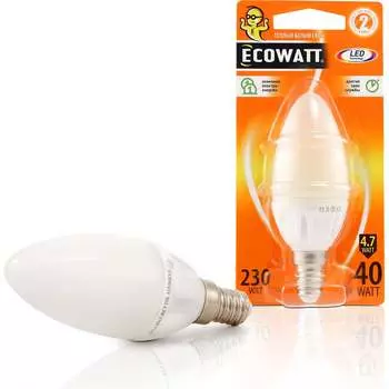 Светодиодная лампа ECOWATT B35, 230 В, 4.7 Вт, 2700K E14 4606400613329