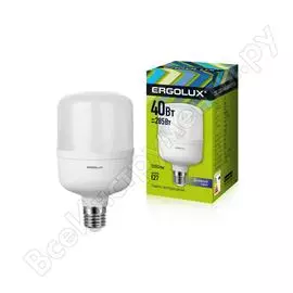 Светодиодная лампа ergolux led-hw-40w-e27-6k 40вт, e27, 6500к 172-265в 13555